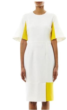 Roksanda Ilincic Colour Block Fluted Sleeve Midi Dress Size S