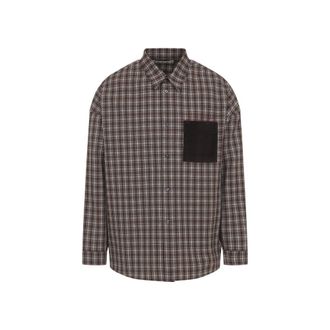 Marni Brown Checked Velvet-Pocket Shirt