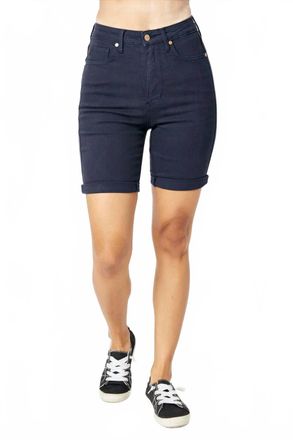 Judy Blue Womens Cora Tummy Control Bermuda Shorts In Navy