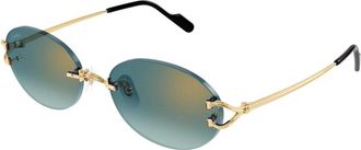 Cartier Ovale Zonnebril - unisex - Zonnebrillen - Geel - 55 MM - Nylon - Accessoires