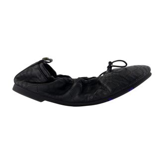 Burberry Ballerinas, female, Black, Size: 10 US Check Leather Fawn Ballerinas