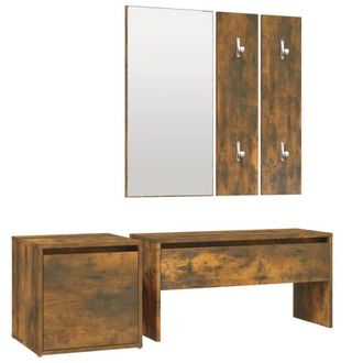 Berkfield Home Hallway Furniture Set Smoked Oak Engineered Wood in Brown