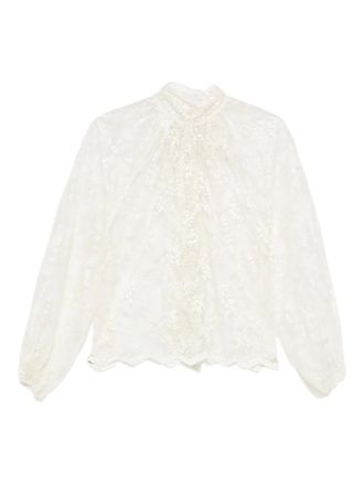 So Allure high-neck lace blouse - women - Polyamide - 44 - White