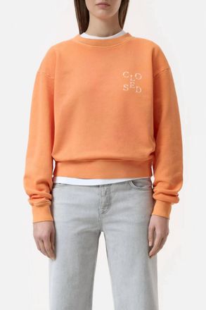 Closed Printed Sweatshirt In Pumpkin Orange