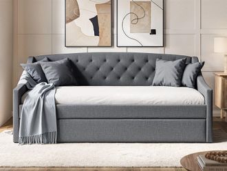 Flair Aurora Fabric Daybed with Trundle in Grey | Size: Single
