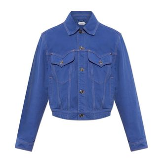 Versace Denim Jackets, female, Blue, Size: 2XS Cotton Trucker Jacket
