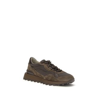 Brunello Cucinelli Calf Leather & Techno Cotton Sneaker - Brown