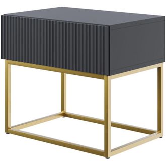 Selsey Selsey VELDIO - Comodino - 50 cm - nero con gambe dorate