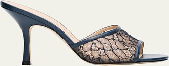 Stuart Weitzman Bareitall 85mm Lace Slide Sandals