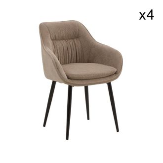 Konte Design Lote de 4 sillones de tela beige y patas de metal negro