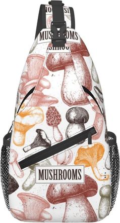 Generic Edible Mushrooms Healthy Food Template Cross Body Bag With Zipper Shoulder Bag Anti Theft Chest Backpack For Women Runner Traveling