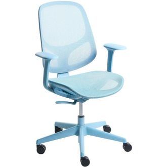 Beliani Office Chair Light Blue Mesh Swivel Base Armrests Adjustable Height Home Office Open-Space AERI