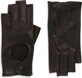 Seymoure Three Quarter Fingerless Driving Gloves in Black at Nordstrom, Size Medium