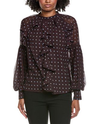 Gracia Front Ruffle Balloon Sleeve Blouse