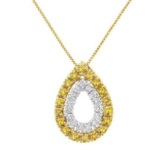 House of Brilliance Yellow Gold Plated Silver Treated Yellow Diamond Pear Shape Pendant Necklace in Yellowwhite | Diamond at Nordstrom