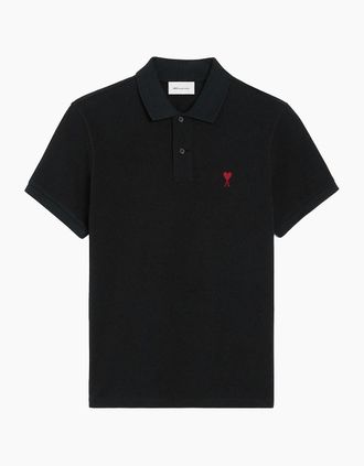 Ami Mens AMI Paris Ami de Coeur Polo Shirt in Black - Size: 36