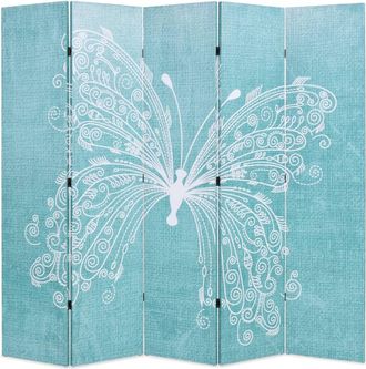 vidaXL Biombo Divisor Plegable 200x170 Cm Mariposa Azul Vidaxl