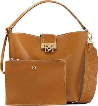 Kazar Tassen, Dames, Bruin, ONE Size, Leer, Lichtbruine handtas met extra etui en handgreep Arte