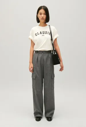 Claudie Pierlot Pantalon cargo gris clair