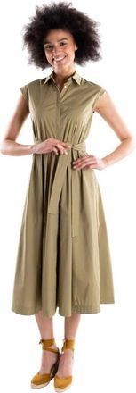 Marella Mouwloze chemisier jurk - Dames - Casual kleedjes - Groen - M - Katoen - Kleedjes