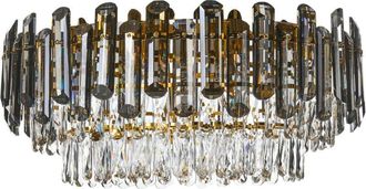 Beliani Chandelier Silver Iron Acrylic Faux Crystals Tiered Design Glamour Style Shimmering Effect NERI