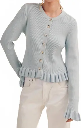 Merci Button Up Cardigan Sweater In Blue