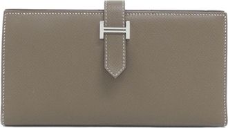 Herm&egrave;s Etoupe Gray Epsom Leather Long Wallet (Bi-Fold) (Pre-Owned)