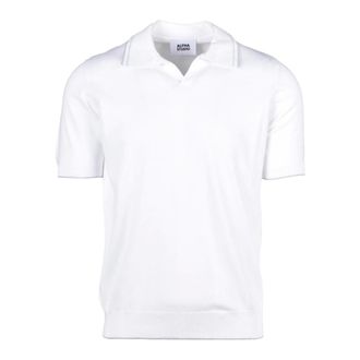 Alpha Studio Polo Shirts, male, White, Size: 4XL Cotton Polo Knit Top