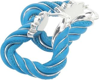Bottega Veneta Womens Light-Blue Nappa Leather And 925 Silver Twist Triangle Earrings 4631 Lamb