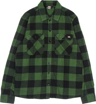 Dickies Groene Flanellen Overhemd Lange Mouwen - Heren - Casual Overhemden - Groen - S - Katoen - Overhemden