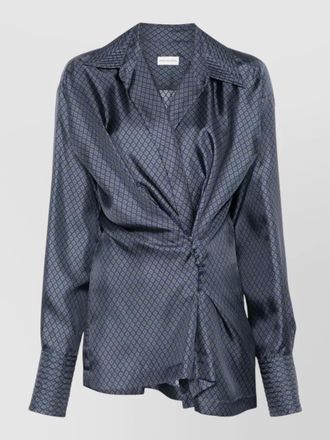 Dries Van Noten wrap top button detail long sleeve pattern