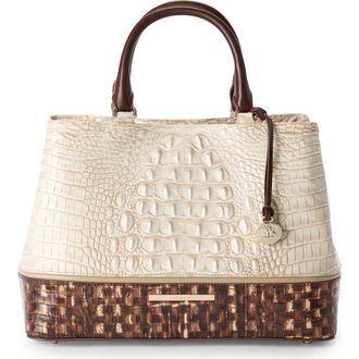 Brahmin Small Denise Croc Embossed Leather Satchel in Ivory Multi at Nordstrom