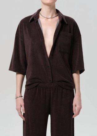 Citizens Of Humanity Francis Knit Shirt In Dark Brown