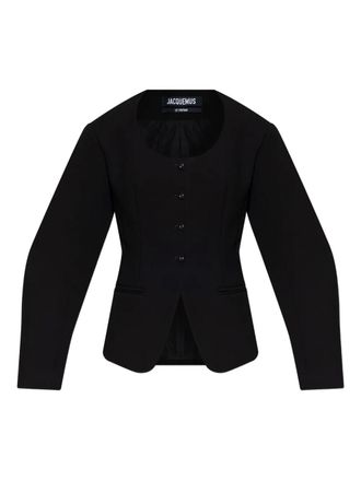 Jacquemus button-fastening balloon-sleeve jacket - women - Polyester/Spandex/Elastane/Viscose - 34 - Black