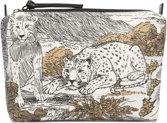 Inou&iuml; Editions printed zip clutch bag - White