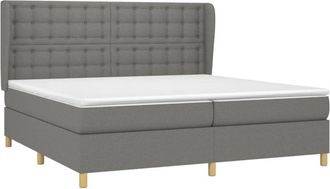 vidaXL Vidaxl - Cama Box Spring Con Colch&oacute;n Tela Gris Oscuro 200x200 Cm