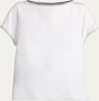 Giorgio Armani Stretch Silk Short-Sleeve Top