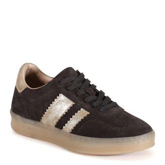 Diba JON QWILL Lace Up Suede Sneaker in Dark Brown/gold at Nordstrom, Size 7.5