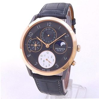 Herm&egrave;s Pre-owned Hermes Slim DHermes Grey Dial Mens Watch CA3.841