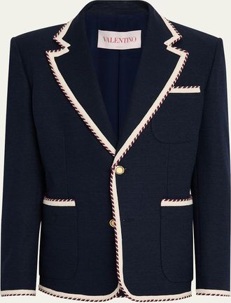 ジャケット Valentino Navy blue double-breasted jacket Toile Iconographe Valentino Navy blue double-breasted jacket Toile Iconographe