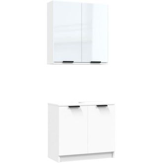 vidaXL Juego De Muebles De Ba&ntilde;o 2 Piezas Madera Contrachapada Blanco Vidaxl