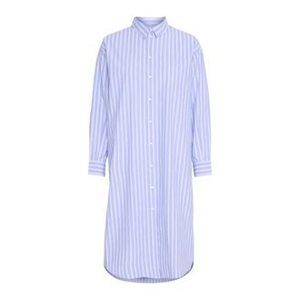 Ichi Stijlvolle Overhemdjurk Wedgewood - Dames - Shirt Kleedjes - Blauw - M - Katoen - Kleedjes
