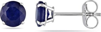 Amour Sapphire Stud Earrings In 14K White Gold