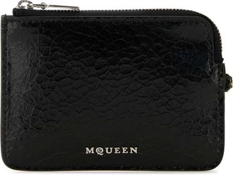Alexander McQueen Klassieke Zwarte Leren Kaarthouder - Heren - Portefeuilles - Zwart - ONE Size - Accessoires