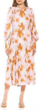 Alexia Admor Sophie Long Sleeve Fit & Flare Maxi Dress in Lilac Multi at Nordstrom Rack, Size 14