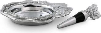 Arthur Court Grape Wine Coaster And Stopper Set In Silver