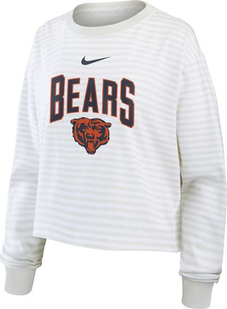 Nike Chicago Bears Primetime Nike Womens Cropped Long-Sleeve T-Shirt in White | 05KV0CEB7Q-PFN