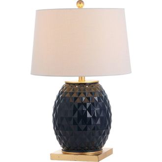Jonathan Y Designs Diamond 25.5 LED Glass/Metal Table Lamp in Navy/gold at Nordstrom