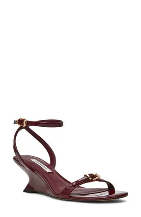 Steve Madden Zaloma Ankle Strap Wedge Sandal in Burgundy Patent at Nordstrom, Size 5.5