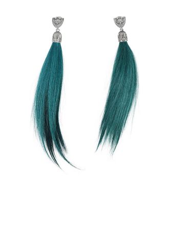 Dsquared2 goat skin tassel earrings - women - Zinc Alloy/Goat Skin/Brass - OS - Green